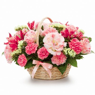 Цветы в корзинке с ирисами